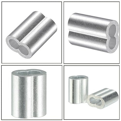 150 Pcs Aluminum Crimping Loop Sleeve 1/8",Cable Crimp Ferrules for Wire Rope and Cable (1/8''(3mm)-150pcs) - style: 1/8''(3mm)-150pcs
