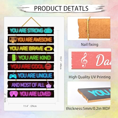 Rutiyoka Game Room Decor for Boys Bedroom - Boy Wall Decor Gaming Art for Kids Room - Wood Gamer Wall Decorations