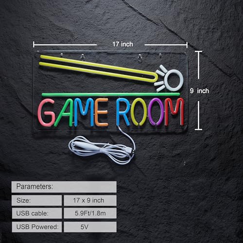Roouneon Game Room Billiards Neon Sign LED Dimmable Game Zone Room Beer Bar Man Cave Art Gaming Neon Light Signs Neon Lights Wall Artwork Sign - color: Green+White