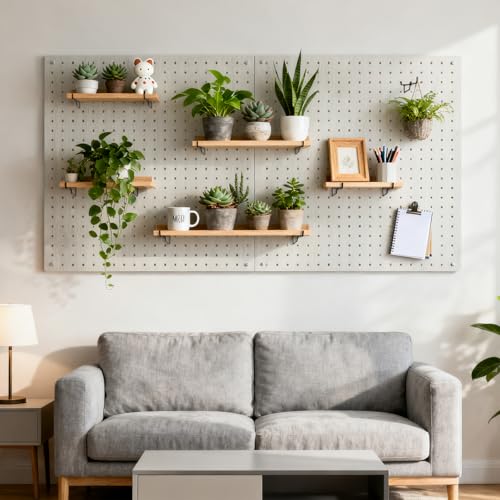 14 Pack Pegboard Shelf Hooks, Only Fits Pegboards Under 1.2mm Thick | 8 Inch Metal Peg Board Bracket, Peg Board Shelving Hook Accessories, Utility Tool Hangers Set for Garage, Craft