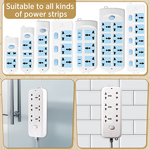 Yinkin 6 Pcs Power Strip Holder Self Adhesive Power Strip Wall Mounted Protector Punch Free Cable Management System Plug-in Surge Protector Holder for Computer Office