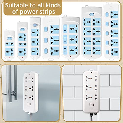 Yinkin 6 Pcs Power Strip Holder Self Adhesive Power Strip Wall Mounted Protector Punch Free Cable Management System Plug-in Surge Protector Holder for Computer Office