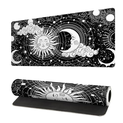 Magic Astrology Extended Big Mouse Pad Large, Gaming Mouse Pad Desk Pad,27.6x11.8 Inch Long Computer Keyboard Mouse Mat Black Mousepad with 3mm Non-Slip Base and Stitched Edge for Gaming and Office - color: Magic Astrology
