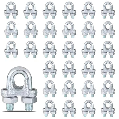 30PCS M5 Heavy Duty Wire Rope Clamps, 3/16-Inch Zinc Plated Wire Cable Clamps for Secure Connections – Boat, Tent, Clothesline, Rigging & More - size: M5-30PCS