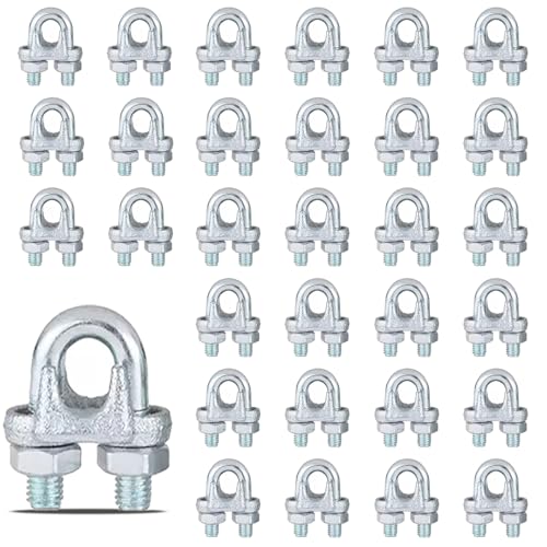 30PCS M5 Heavy Duty Wire Rope Clamps, 3/16-Inch Zinc Plated Wire Cable Clamps for Secure Connections – Boat, Tent, Clothesline, Rigging & More - size: M5-30PCS