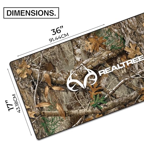 MPCO. Real Tree Large Gaming Desk Pad - 36" x 17" Duraglyde Fabric Edge Green – with Logo Desk Mats - Non-Slip, Washable, Smooth Glide for Precision Gaming & Work - color: Duraglyde Edge Green – With Logo