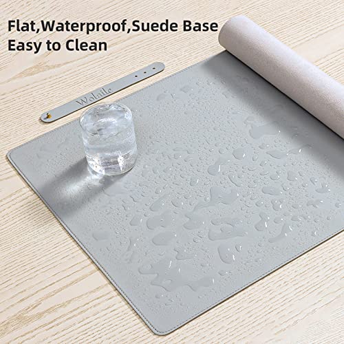 Wolaile PU Leather Desk Pad Blotter,Light Grey Waterproof Office Desktop Mat,36x17in Non-Slip Large Mouse Pad/Writing Protector/Desk Accessories - color: Gray