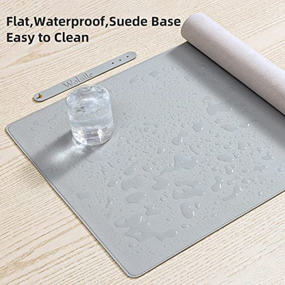 Wolaile PU Leather Desk Pad Blotter,Light Grey Waterproof Office Desktop Mat,36x17in Non-Slip Large Mouse Pad/Writing Protector/Desk Accessories - color: Gray