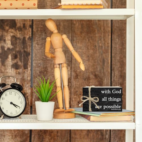 Decorative Books For Home Decor, Christian Table Faux Wood Book Stack Decor, With God All Things Are Possible Bible Stacked Book Decor, Stack Display Books For Nightstand Display, Three Pieces -C(14) - style: with god -01