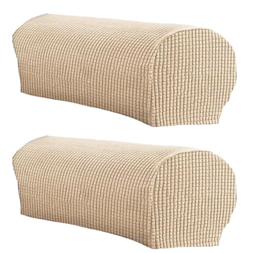 LINGXIYA Set of 2 Sofa Armrest Cover, Soft Stretch Arm Cover for Recliners Sofas Chairs,Couch Furniture Armrest Protector Covers - color: Khaki