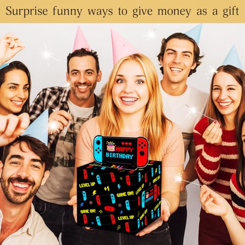 ChillHui Video Game Birthday Money Gift Boxes, Game Theme Birthday Money Pull Box for Boys Girls - color: Red Game