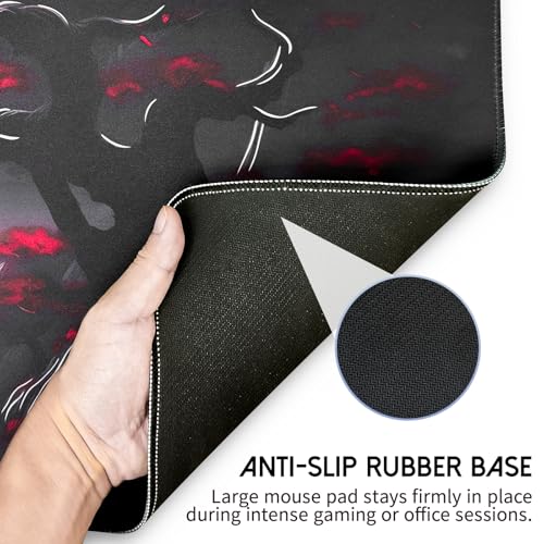 FreeNook Large Gaming Mouse Pad, Anime Black Mousepad with with Non-Slip Base, Expanded Cool Desk Mat, Mountain Moon Scenery XL Keyboard Mat Suitable for Home Office,31.5 X 15.7 Inch - color: Trees Mountains, size: 31.5L x 15.7W inches