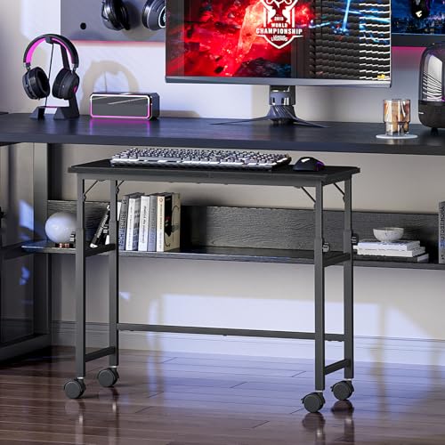Snughome Mobile Keyboard Tray with Mouse Pad, Height Adjustment 21.6"-31.1", Keyboard Standing Desk, Rolling Under-Desk Extender with Lockable Casters, Desk Accessories for Home Office, Black - color: Black