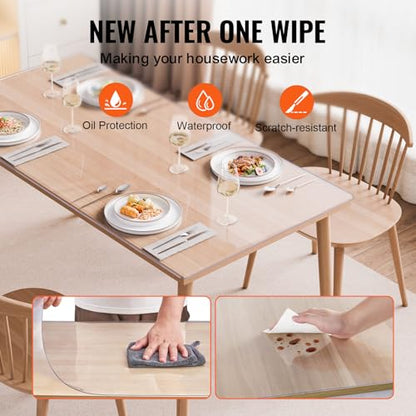 VEVOR Plastic Table Cover, 14 x 24 Inch 1.5 mm Rectangle Thick Clear PVC Desk Mat Protector,Waterproof & Easy Cleaning Desk Pad Tablecloth, for Office, Dresser, Dining Room, Night Stand - size: 24" x 14" (Rectangular)
