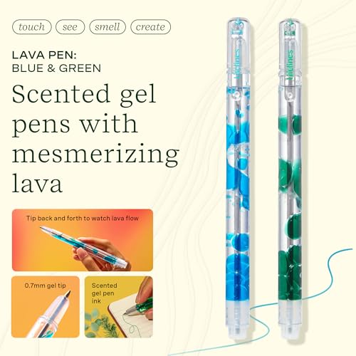 Lifelines Scented Lava Gel Pen Set, 2-Pack (Blue & Green) - 0.7mm Colored Gel Pens Infused with Scented Essential Oil Blends & Mesmerizing Lava - School Supplies for Tweens & Adults - color: Blue & Green - 2 Pack