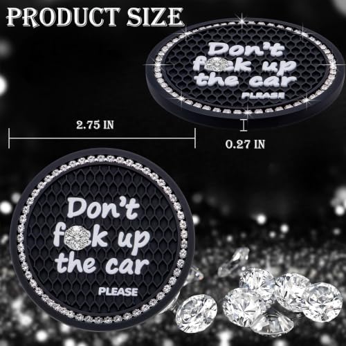 2PCS Bling Crystal Rhinestone Cup Holder Coaster – 2.75 Inch Anti-Slip Auto Insert Cup Coaster – Sparkling Interior Decor Accessories for Cars & Vehicles (Black & White) - color: Alphabet Black & White, size: 2 pcs