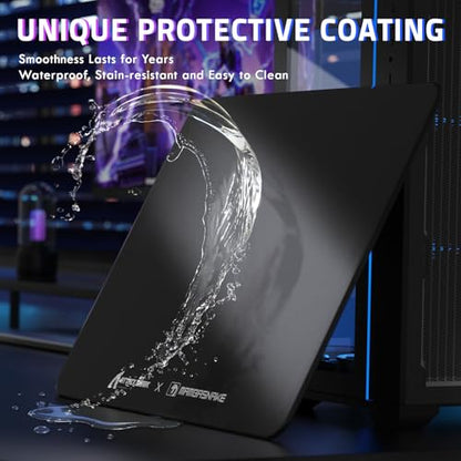 ATTACK SHARK CM05SE Glass Gaming Mouse Pad for FPS & Esports, Nano-Etched Tempered Glass Surface,Ultra-Smooth Low Friction Hard Mousepad,Waterproof Large Desk Mouse Mat for PC Setup,Black - color: Black White
