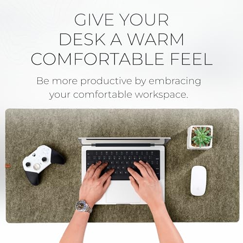 Nordik Large Felt Desk Mat – Timber Moss Green – 35 x 17 inch – Computer Desk Mat – Keyboard and Mouse Pad – Large Desktop Felt Pad - color: Timber Moss