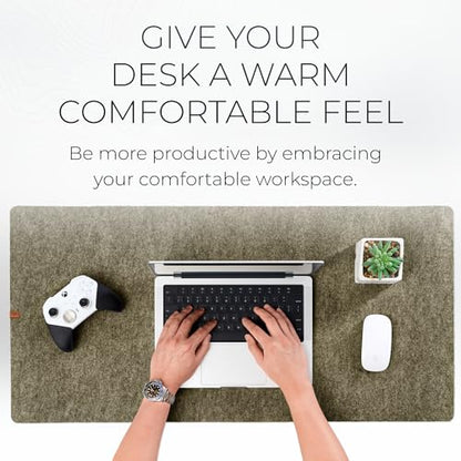 Nordik Large Felt Desk Mat – Timber Moss Green – 35 x 17 inch – Computer Desk Mat – Keyboard and Mouse Pad – Large Desktop Felt Pad - color: Timber Moss