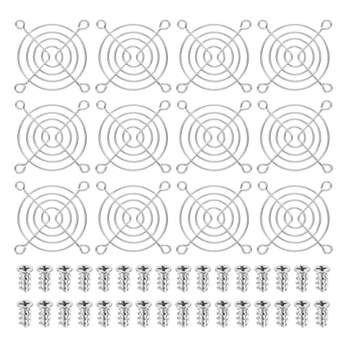 PATIKIL 60mm Fan Finger Grill, 12 Pcs Metal Ventilation Grill Guard Cover with Screws for Industry Workshop Computer Household Refrigerators Air Conditioning, Silver - size: 60mm