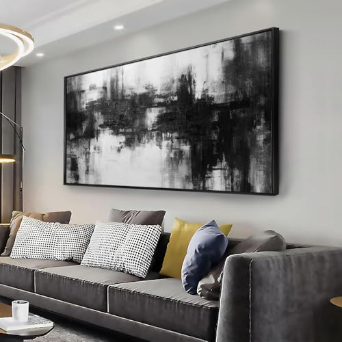 Abstract Wall Art Small Size Framed Home Artwork Decor Black and White Modern Minimalist Canvas Painting Living Room Decor for Bedroom Office Wall Decor 20"x40" - color: Black, size: 40"L x 20"W