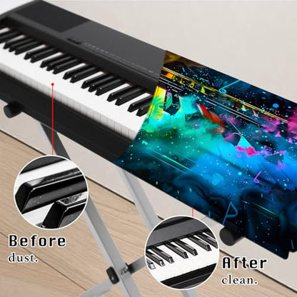 Nuxovilar Stretchy 88 Keys Keyboard Piano Dust Cover, Dust - Proof Elastic Milk Silk with Vivid Colorful Keyboard Keys Pattern for Digital Keyboards - color: hd01969