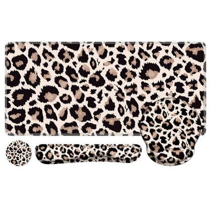 iLeadon Mouse Pad Set, Desk Mat + Mouse Pad with Wrist Rest + Keyboard Wrist Rest + Coaster, 4in1 Leopard Mouse and Keyboard Pad Set for Home Office, Classic Leopard - color: Classic Leopard