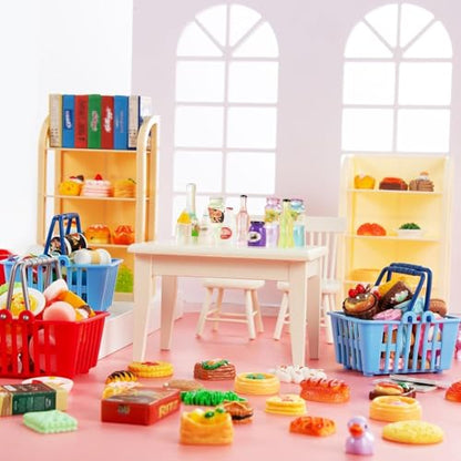 164pcs Miniature Supermarket Shelves Furniture Model 4 Layers Shelf Display Rack Doll House Accessory Storage Bookshelf Accessories Mini Locker Decor Food Drink Bottle Toy Cosplay Game Party - style: 164 Miniature Supermarket Shelves