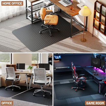 Office Chair Mat for Low Pile Carpet with Lip, 48" x 60" Clear Plastic Heavy Duty Floor Protector, Smooth Glide Desk Chair Mat for Rolling Chairs, Computer Chair Mat for Home Office, Gaming-Black - size: 48"x60"
