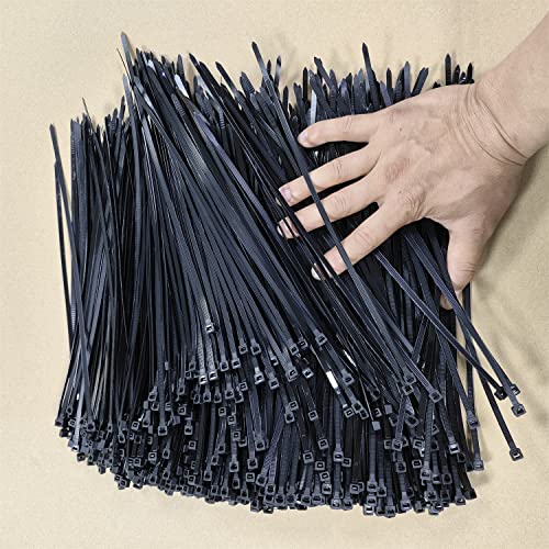 Zip Ties 1000 PCS 12 Inch Cable Zip Ties Heavy Duty, Premium Plastic Wire Ties with 50 LBS Tensile Strength, UV Resistant Cable Ties, Self-Locking Black Nylon Tie Straps (12 inch 1000 pcs, Black) - color: Black, size: 12 inch 1000 pcs