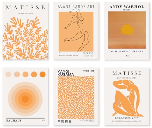 Crocothemis Abstract Matisse Wall Art Exhibition Posters, Vintage Art Boho Art Prints, Retro Room Decor for Aesthetic Bedroom Living room, Orange Tiger wall art, Unframed, 11 x 14 Inch(Orange)-B12L - color: T Orange Tiger, size: 11x14 in Unframed