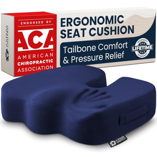 5 STARS UNITED Seat Cushion - Memory Foam Chair Cushion for Tailbone Pain Relief - Ergonomic Support for Coccyx, Sciatica & Butt - Office, Desk & Gaming Chair, Car Seat, Wheelchair, Airplane, Blue - color: Blue Mesh, size: X-Large