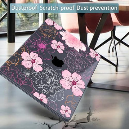 Mektron Case for 2026 MacBook Neo 13-inch A18 Pro chip A3404 Laptop Cover with 13-inch (Diagonal) Liquid Retina Display+ Keyboard Cover+ Screen Protector, Flowers Illustration - color: Flowers Illustration