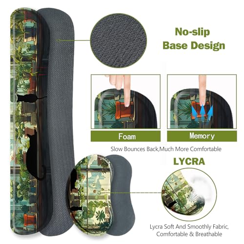 ToLuLu Extended Gaming Mouse Pad, Memory Foam Ergonomic Keyboard Mouse Wrist Rest Support Set, Large Desk Mat with Stitched Edges, Non-Slip Base Mousepad Home Office, Cute Green Japanese Kawaii Cat - color: Cute Green Japanese Kawaii Cat