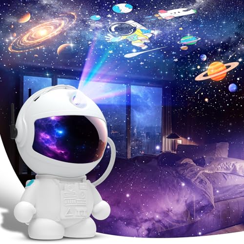 Astronaut Planetarium Projector for Bedroom, 12 Image Discs, Galaxy Projector Star Night Light, Ceiling Mood Lighting, LED Space Galaxy Lamp, Kids Adults Room Decor - color: White-1