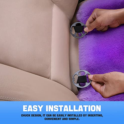 2Pack Car Front Seat Cushion, Soft Warm Faux Rabbit Fur Winter Auto Seat Cover, Fluffy Plush Vehicle Seat Protector Pad with Non-Slip Backing, Car Accessories for Home and Office Chair (Purple) - color: Purple