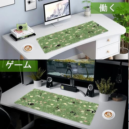 Gaming Mouse Pad XXL Extended Anime Mouse Pad 31.5x11.8 inch, Large Cute Kawaii Big Computer Mouse Mat Desk Pad with Non-Slip Rubber Base and Stitched Edge for Home Office-Cat in Grass - color: Cat in Grass, size: 31.5L x 11.8W inches
