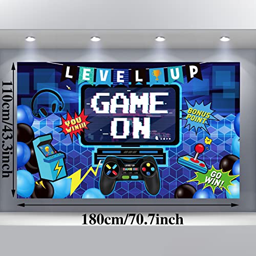 Blulu Video Game Party Decoration Video Gaming Photo Backdrop Background Birthday Photo Banner Gamer Room Decor for Game Fans Video Gamer Party Decoration Supplies (70.9 x 43.3 Inch)