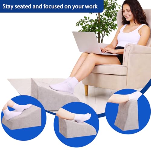 Foot Rest for Under Desk at Work, Ergonomic Under Desk Footrest with Washable Cover for Office, Home & Gaming Leg Elevation Pillow Light Gray - color: J-light Gray