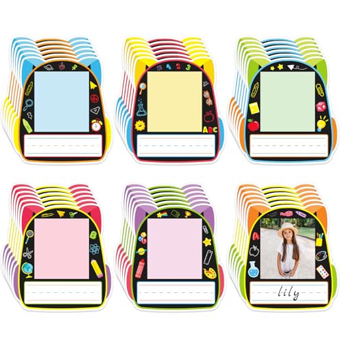 36 Pcs Adhesive Photo Classroom Name Tags for Desk, Self Adhesive Name Plates with Photo Space for Student Desks, Desk Labels for Kindergarten Preschool Name Tags Classroom Supplies (Schoolbag) - color: Schoolbag