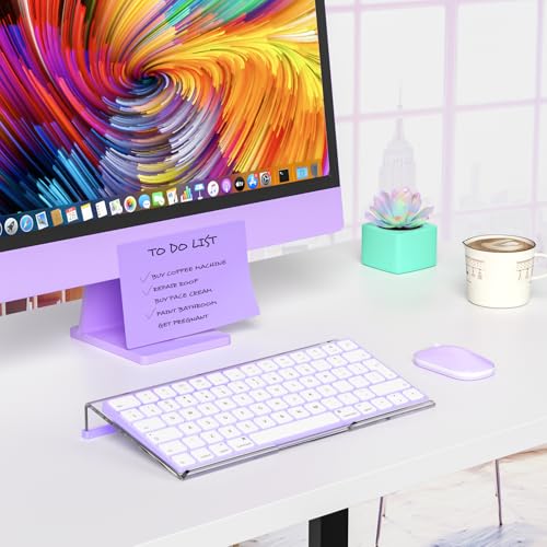 Richboom Computer Keyboard Stand for Desktop, 11.8" Tiny Clear Acrylic Keyboard Riser 78 Keys Compact Keyboard Lift for Desk Ergonomic Short Keyboard Holder Tray with White and Purple Silicone Strip - color: Clear W/ White Silicone Strip
