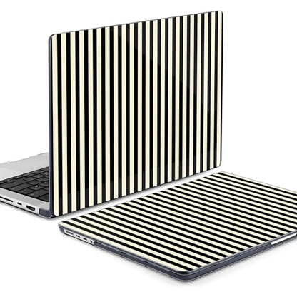 DONGKE Compatible with MacBook Pro 16 Inch Case (2026-2021 Release, M5 M4 M3 M2 M1 Pro/Max Chip), Plastic Hard Shell with Keyboard Cover & Screen Protector for MacBook Pro 16", Black & Cream Stripes - color: Black & Cream Stripes