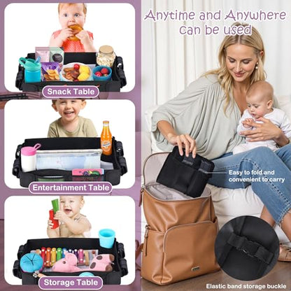 Babenest Stroller Snack Tray for Wonderfold Wagon W2, Foldable Thickened Snack Tray with Cup Holder, Storage Mesh Bag & Pen Slot, Easy to Clean Snack Board for Drawing - size: W2