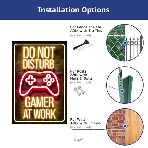 12×8 Inch Neon Aluminum Gamer Sign Boys Teen Room Accents | retro merch,video novelties,arcade collectibles,male posters,hobby trinkets - color: PM321002, size: 12" x 8"