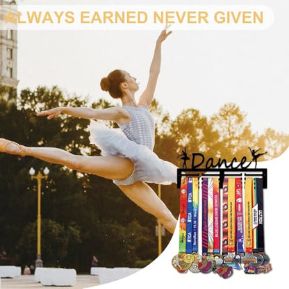Resama Medal Hanger Holder Display Wall Rack Frame Shelf-Medal Hanger Awards Ribbon Soccer,Gymnastics,Holder Display Rack for 60 Medals - color: Dance