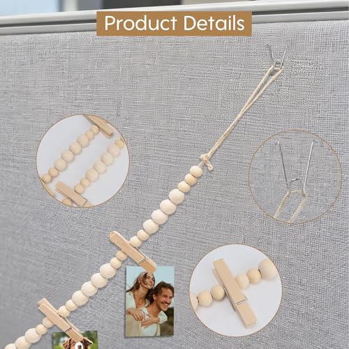 2 Sets Boho Cubicle Picture Hangers with Clips, Office Cubicle Hanging Photo Display, Desk Accessories for Cubicle, Fabric Cubicle Wall privacy Accessories & Office Cubicle Decorations for Women