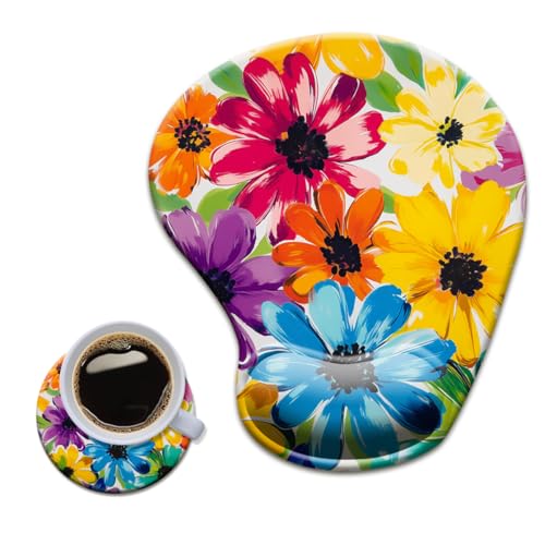 HOPONY Gel Wrist Rest Mouse Pad-Ergonomic Office Mousepad with Wrist Support-Non-Slip,Design Desk Accessories Mat for Home&Game Decor Cute Floral - color: Cute Floral