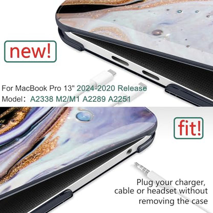DONGKE Compatible with MacBook Pro 13 inch Case 2024 2023-2020 Release A2338 M2/M1 A2251 A2289 with Retina Display & Touch ID, Plastic Hard Shell & Keyboard Cover & Screen Film - Black Marble - color: Black Marble