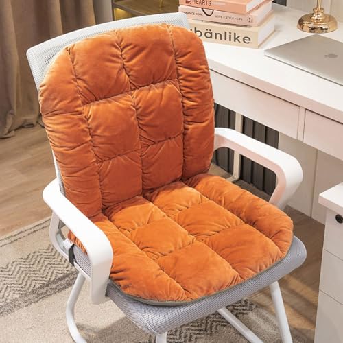 Desk Chair Cushion Non-Slip Rocking Seat Cushion Office Chair Pad Dorm Seat Cushion with High Back Support Soft Seat Pad with Ties for Office Car Home Dining Room Kitchen - color: Orange