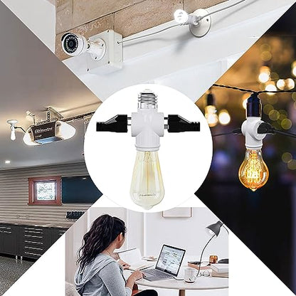 2 Pack, Light Socket to Plug Adapter, Convert E26 Light Socket to 3-Prong Outlet Adapter and Light Bulb Socket (White) - style: White